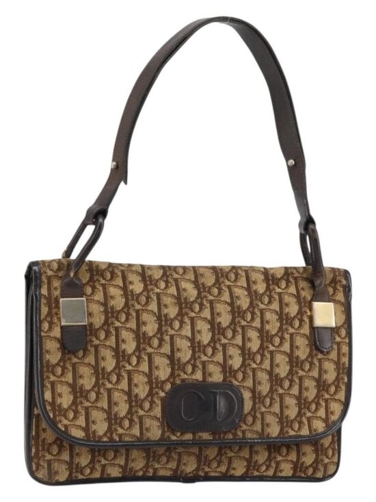 Christian Dior Handbags - Authentic Christian Dior Trotter Canvas Shoulder Bag Beige Gold